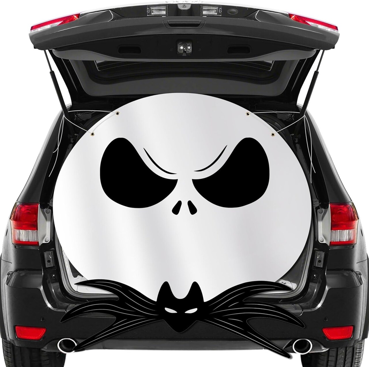 Halloween Cartoon Skull Trunk or Treat Car Decoration Halloween Jack and Sally Theme Party Decoration Halloween Car Archway Garage Decoration Banners Halloween Car Outdoor Party Decoration